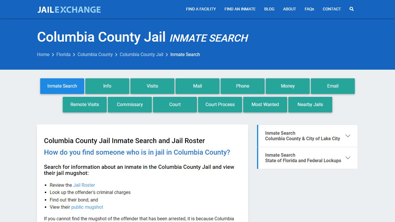 Inmate Search: Roster & Mugshots - Columbia County Jail, FL - Jail Exchange